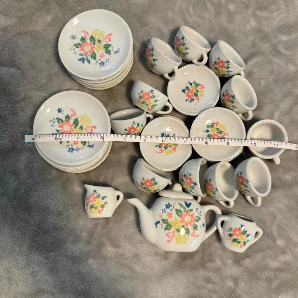 Vintage Miniature Floral‎ Tea Set 35 Pieces Cottagecore Display